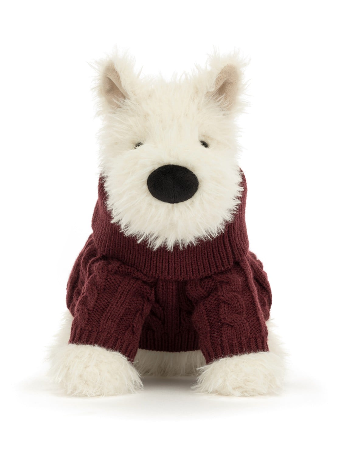 Jellycat Munro Scottie Dog Winter Jumper Outfit - voorkant beige