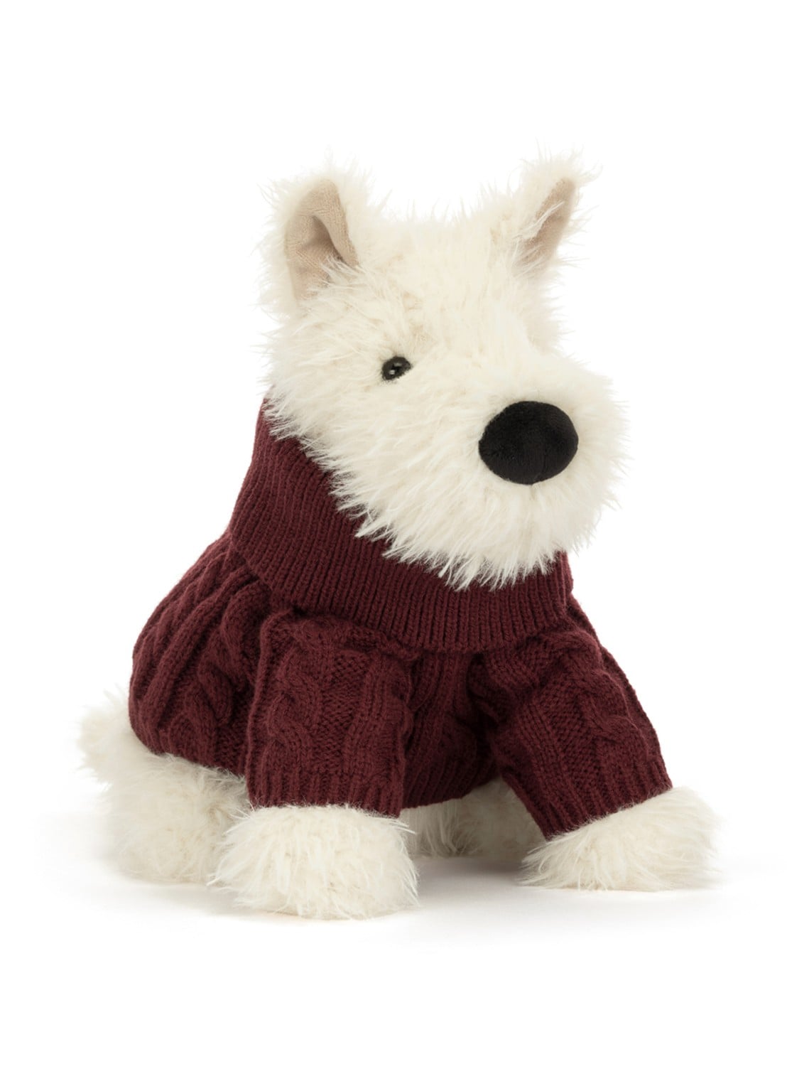 Jellycat Munro Scottie Dog Winter Jumper Outfit - voorkant 2 beige