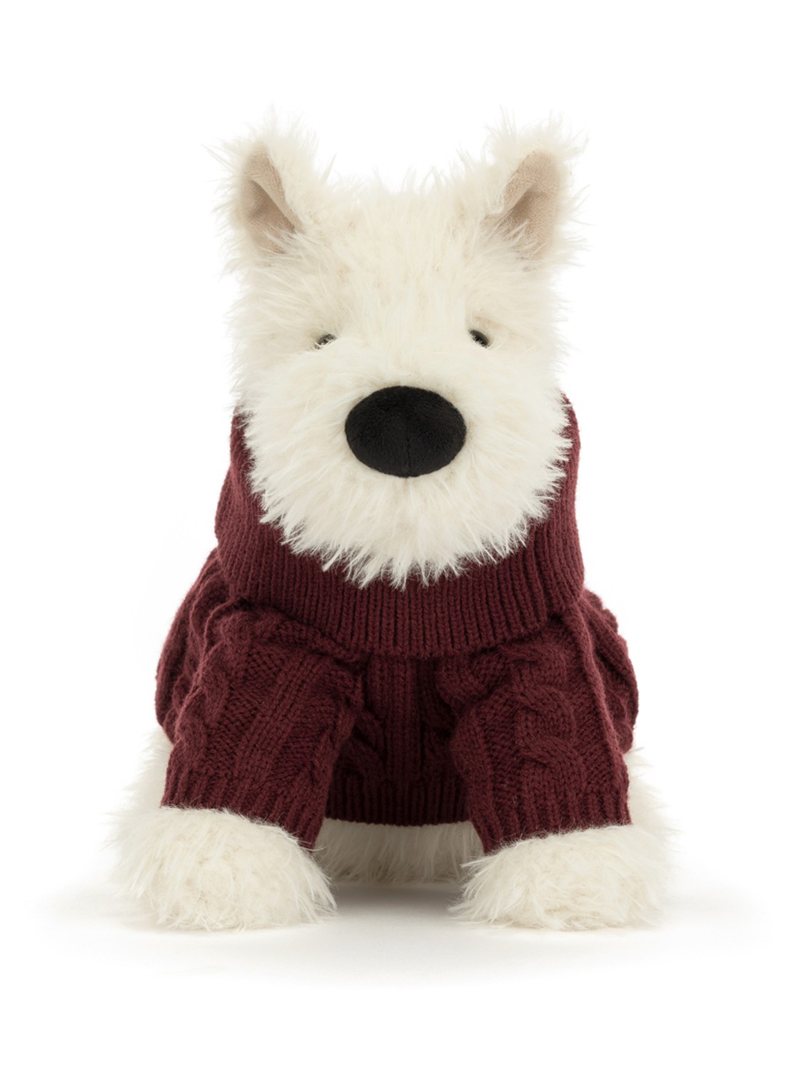 Jellycat Munro Scottie Dogwinter Jumper knuffel 25 cm - voorkant 3 beige