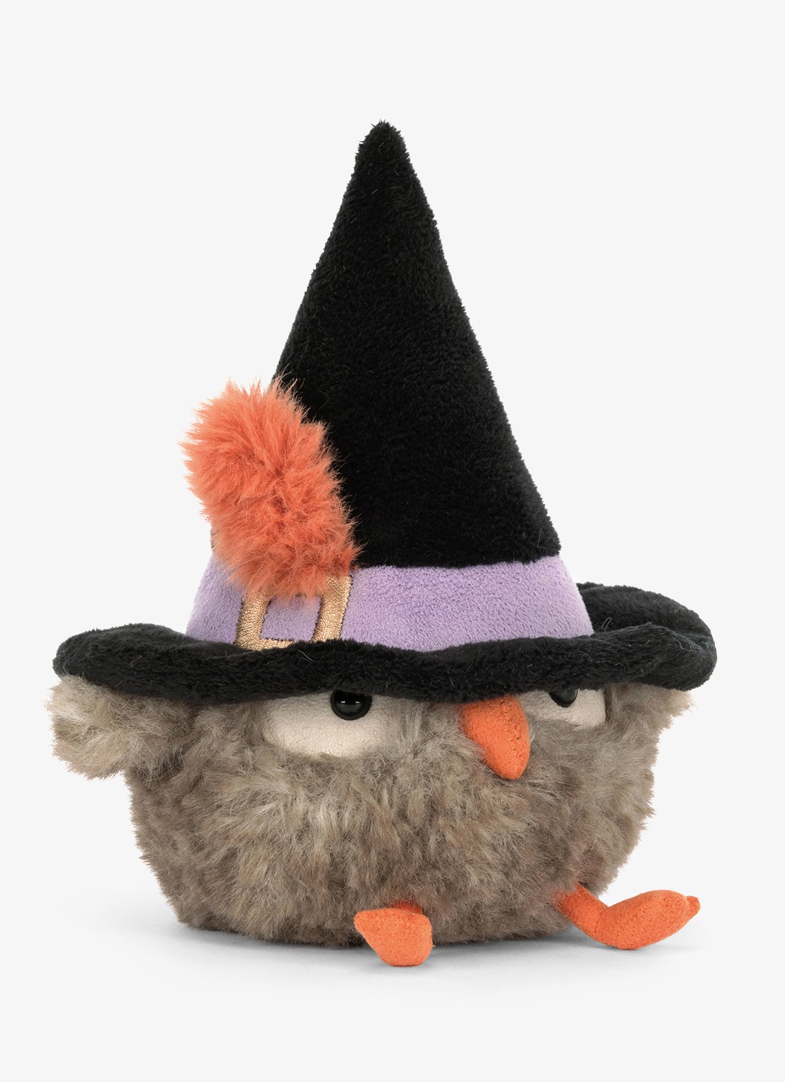 Jellycat Owl in Hat knuffel 17 cm - voorkant grijs