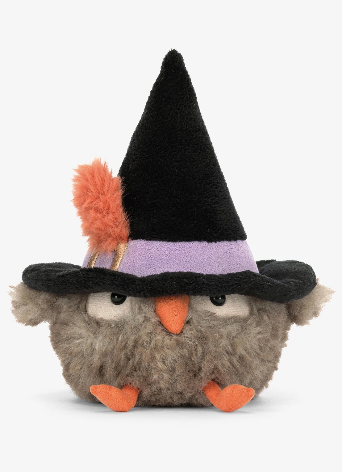 Jellycat Owl in Hat knuffel 17 cm - voorkant 2 grijs