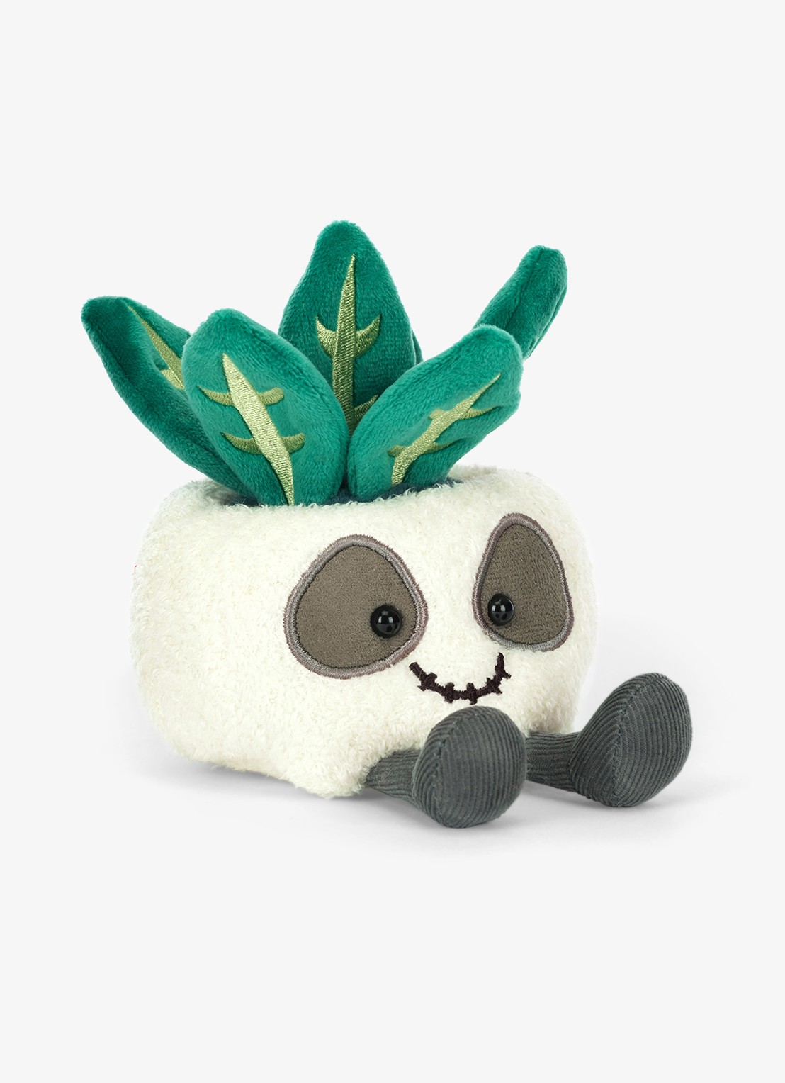 Jellycat Skull Planter knuffel 14 cm - voorkant 2 beige