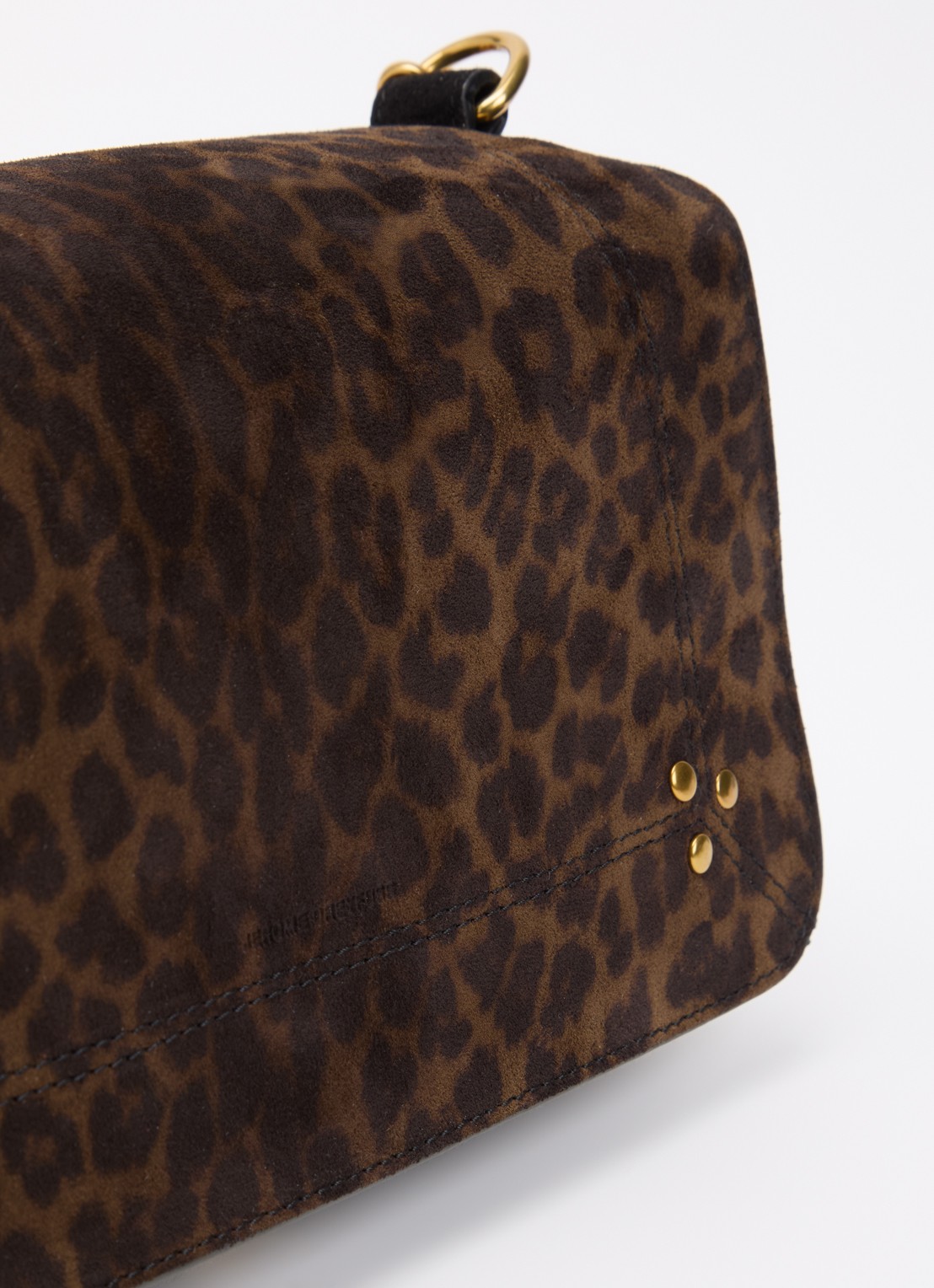 Jérôme Dreyfuss Bobi crossbodytas van kalfssuède met panterprint - detail 5 donkerkhaki