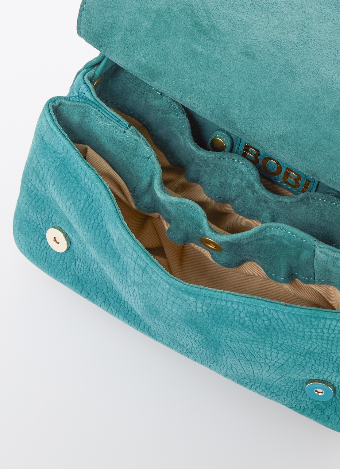 Jérôme Dreyfuss Bobi crossbodytas van suède met crocostructuur - detail 2 zeegroen