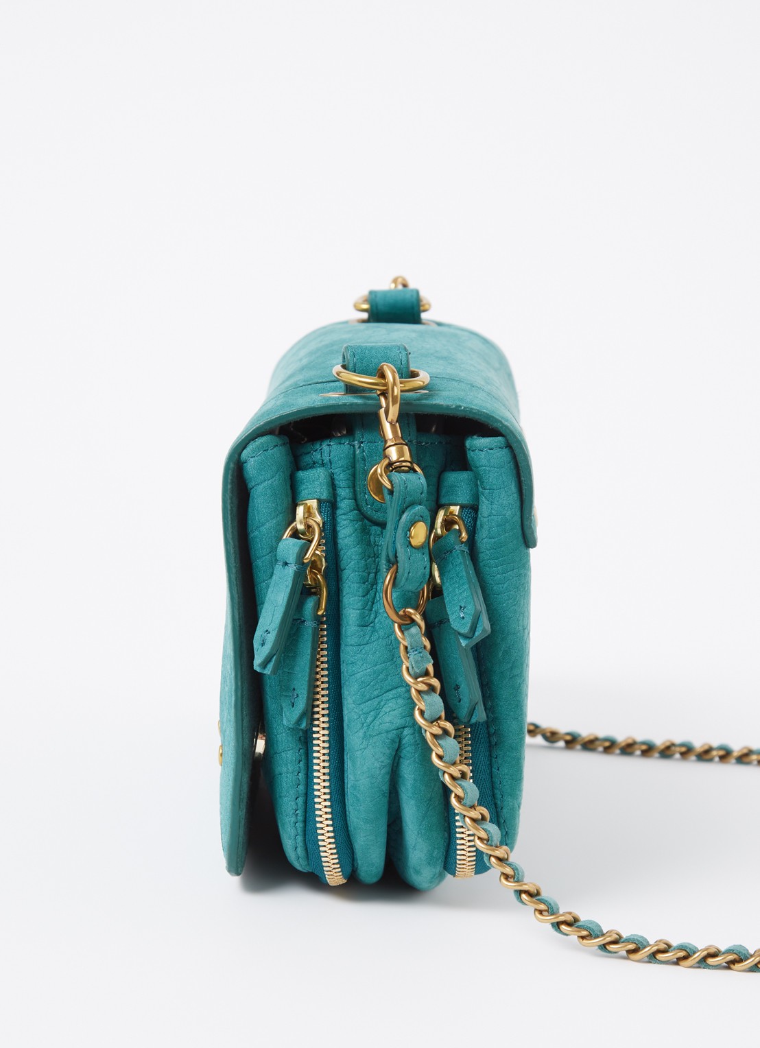 Jérôme Dreyfuss Bobi crossbodytas van suède met crocostructuur - detail 3 zeegroen