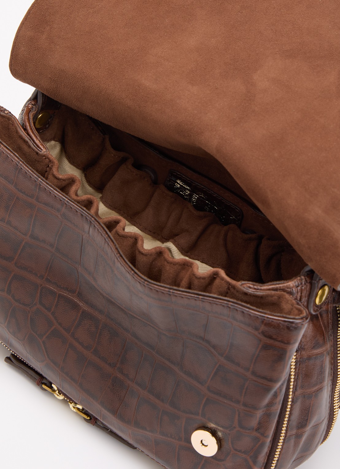 Jérôme Dreyfuss Bobi S crossbodytas van schapenleer met crocostructuur - detail 3 donkerbruin