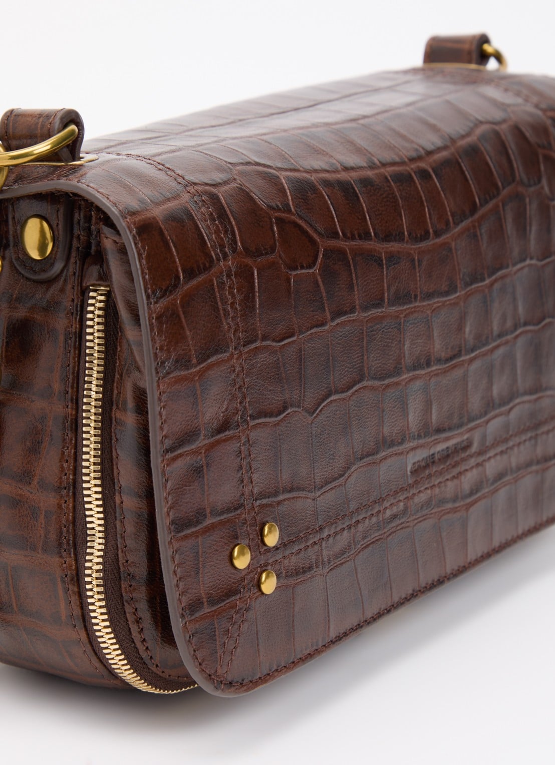Jérôme Dreyfuss Bobi S crossbodytas van schapenleer met crocostructuur - detail 5 donkerbruin