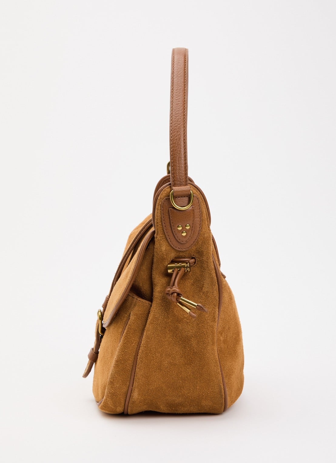 Jérôme Dreyfuss Gildas schoudertas van kalfssuède - detail 4 beige