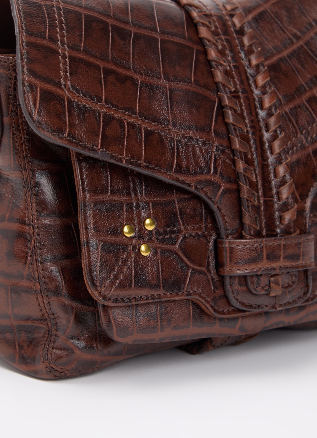 Jérôme Dreyfuss Harry S crossbodytas van schapenleer met crocostructuur - detail 4 donkerbruin