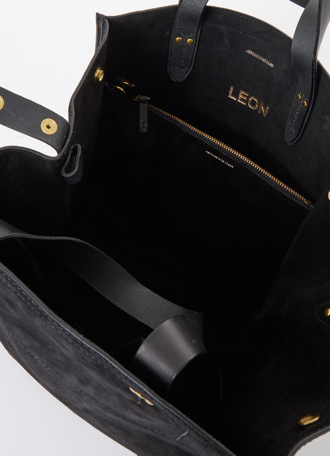 Jérôme Dreyfuss Léon M shopper van kalfssuède met uitneembaar etui - detail 2 zwart
