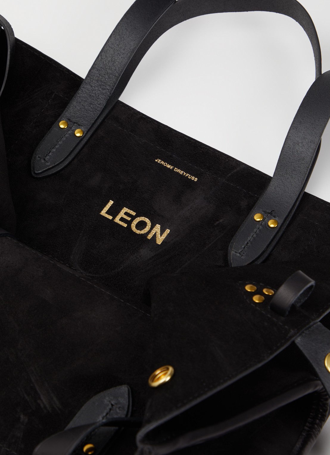 Jérôme Dreyfuss Leon M shopper van kalfssuède - detail 2 zwart