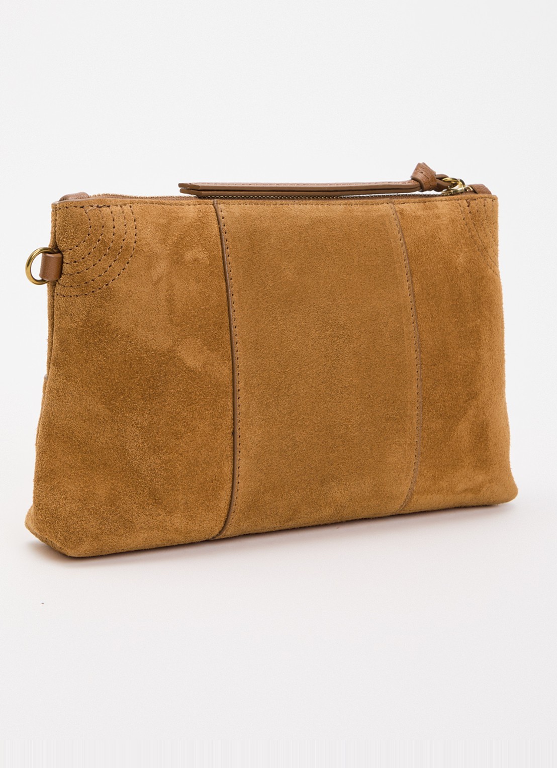 Jérôme Dreyfuss Lucky clutch van kalfssuède - achterkant 6 cognac