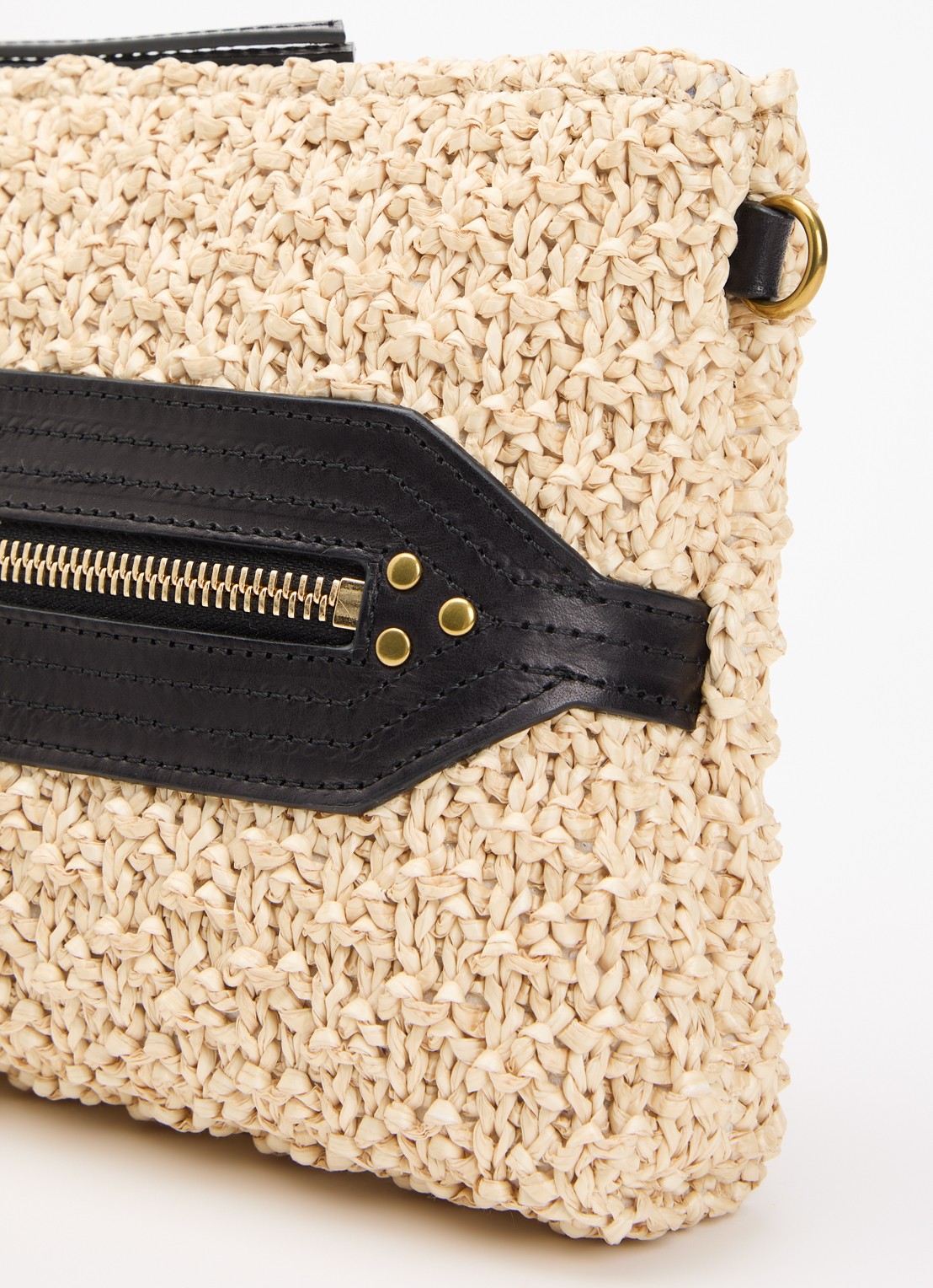 Jérôme Dreyfuss Lucky clutch van raffia - detail 3 beige