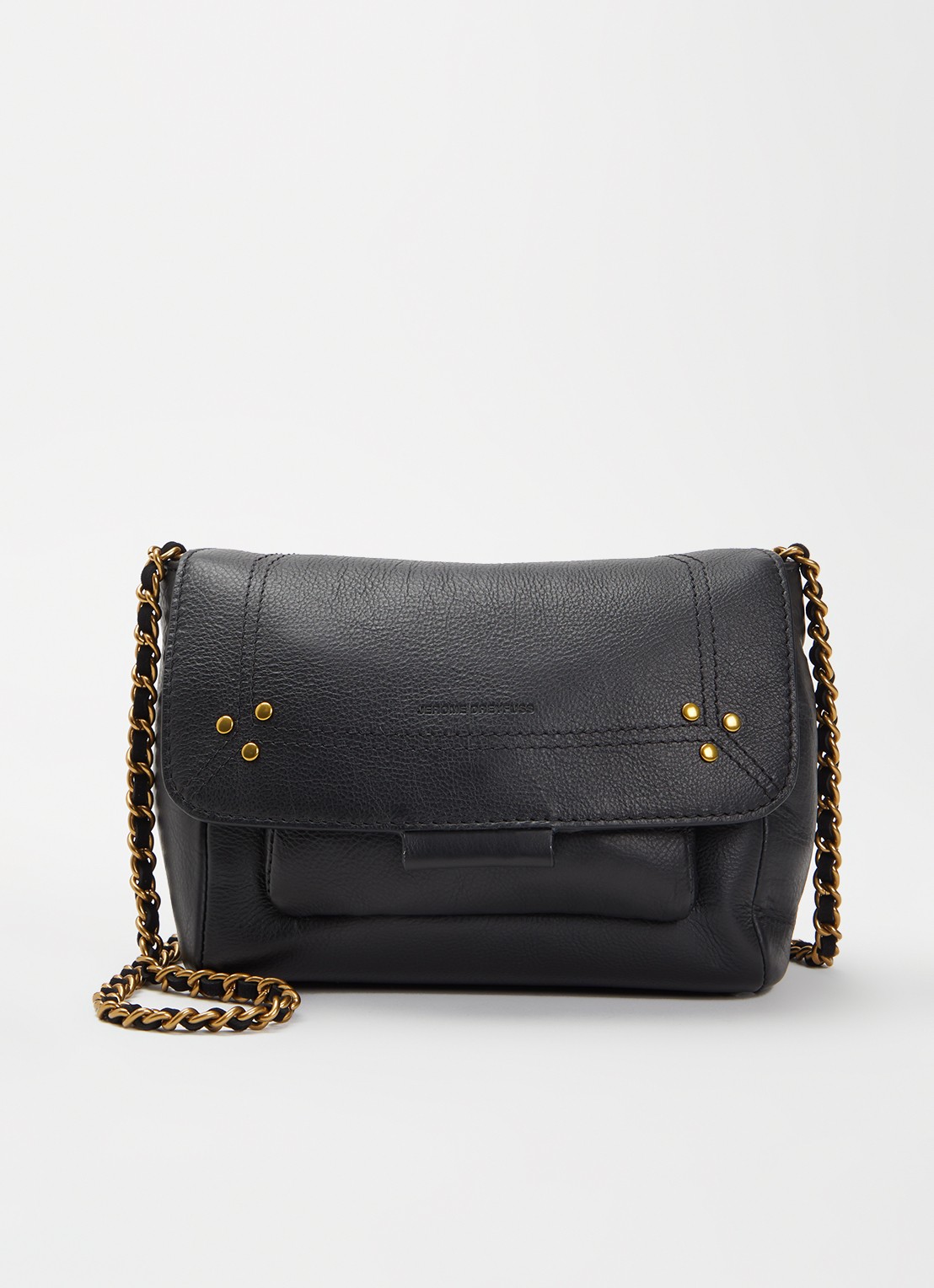 Jérôme Dreyfuss Lulu crossbodytas van kalfsleer met geitenleren details - voorkant 2 zwart
