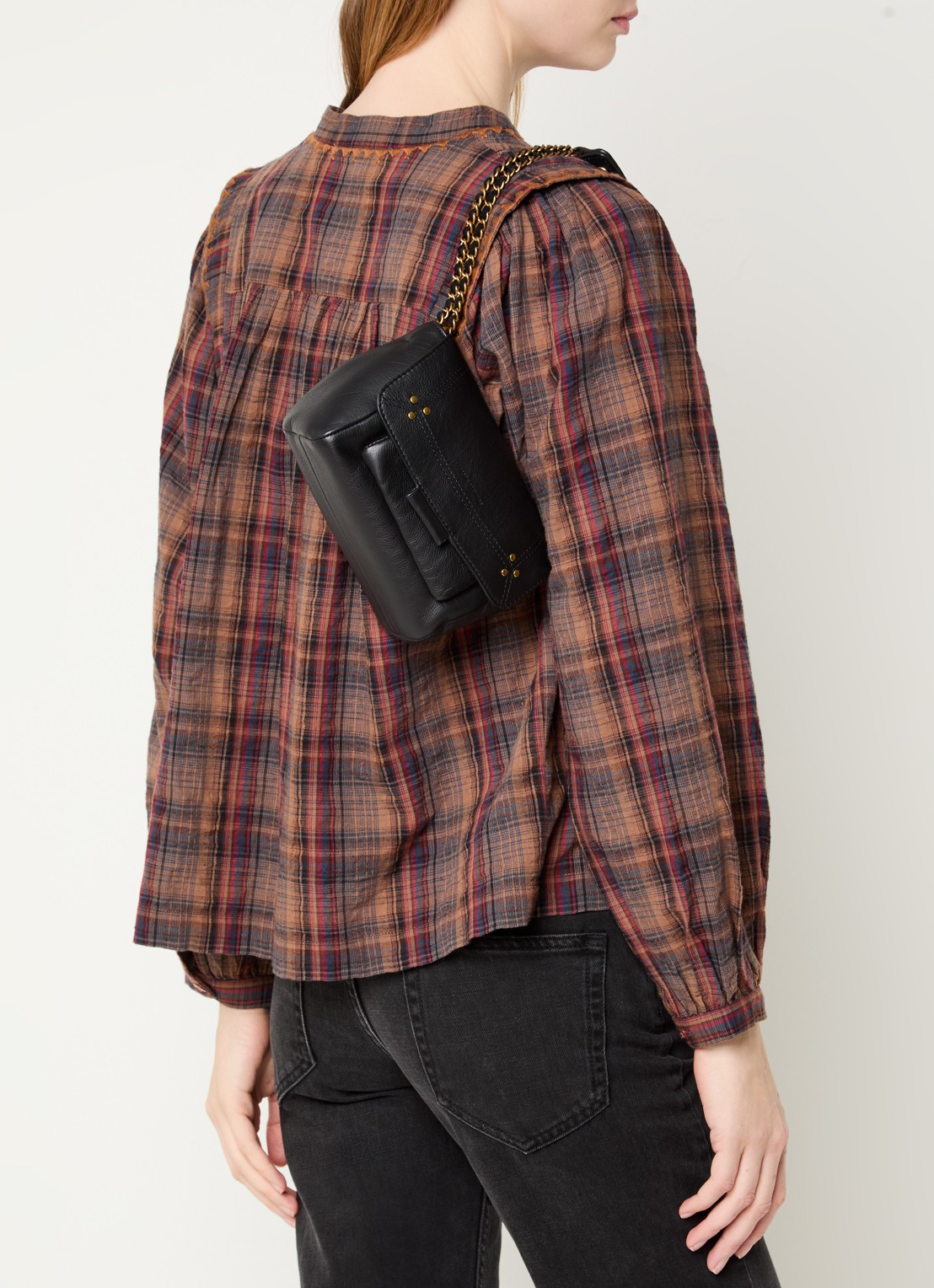 Jérôme Dreyfuss Lulu crossbodytas van kalfsleer met geitenleren details - voorkant 4 zwart