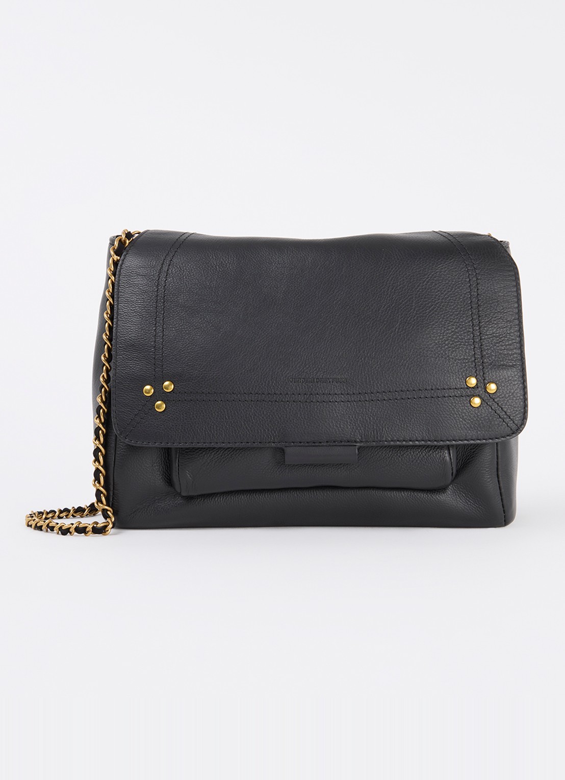 Jérôme Dreyfuss Lulu M crossbodytas van kalfsleer met details van geitenleer - voorkant 5 antraciet