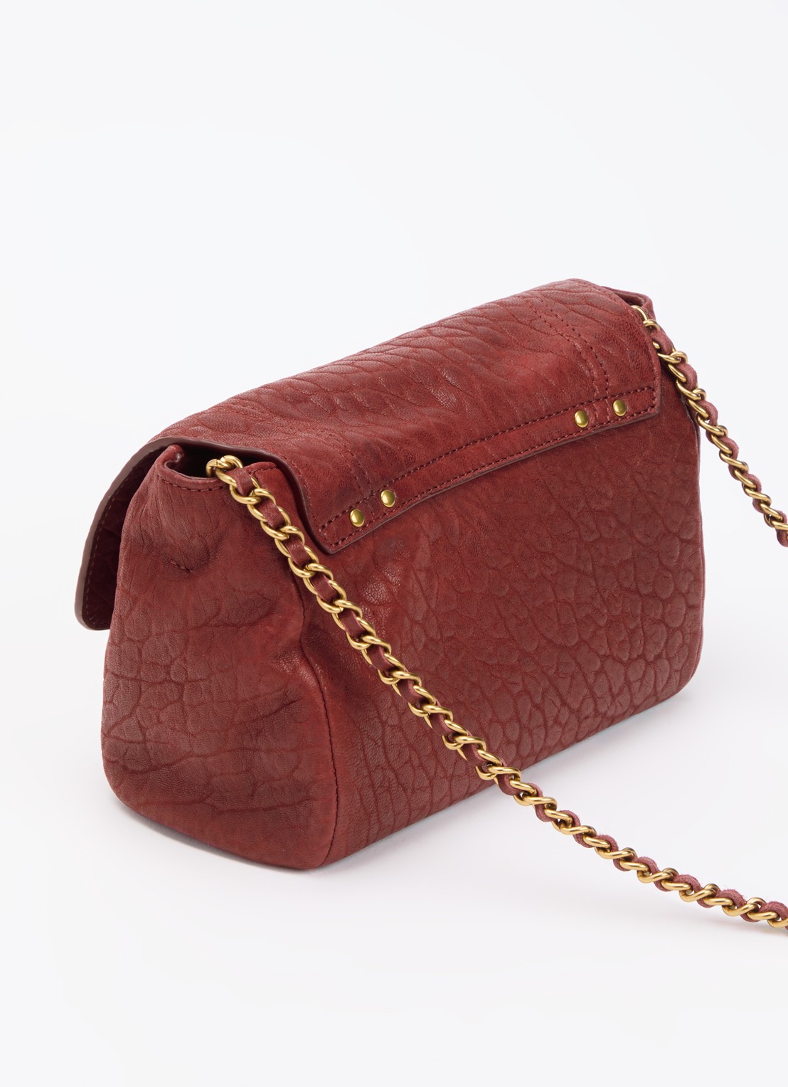 Jérôme Dreyfuss Lulu S crossbodytas van lamsleer met afneembare schouderriem - achterkant 2 bordeauxrood