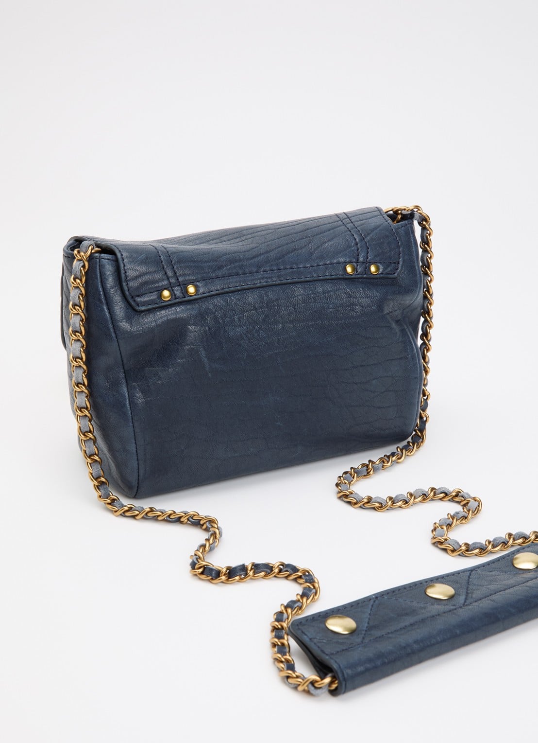 Jérôme Dreyfuss Lulu S crossbodytas van lamsleer met afneembare schouderriem - achterkant 6 donkerblauw
