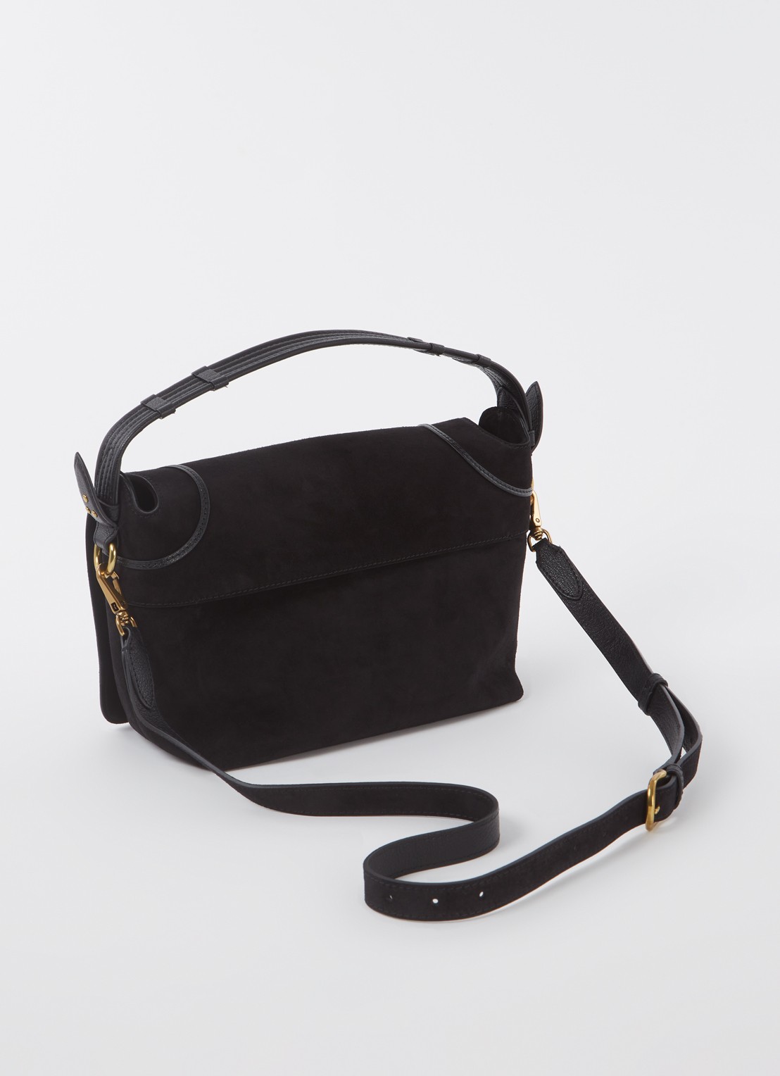 Jérôme Dreyfuss Pepito M crossbodytas van kalfssuède met geitenleren details - achterkant 2 zwart