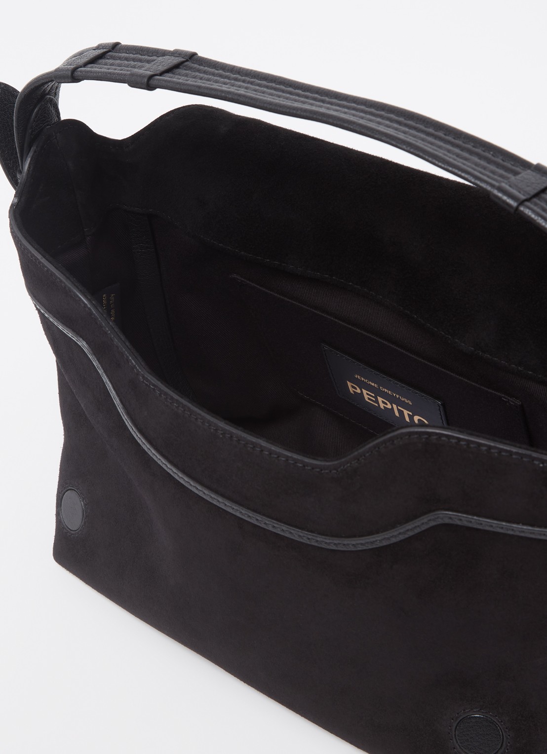 Jérôme Dreyfuss Pepito M crossbodytas van kalfssuède met geitenleren details - detail 3 zwart