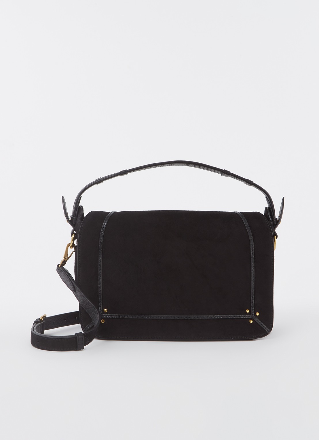 Jérôme Dreyfuss Pepito M crossbodytas van kalfssuède met geitenleren details - voorkant zwart