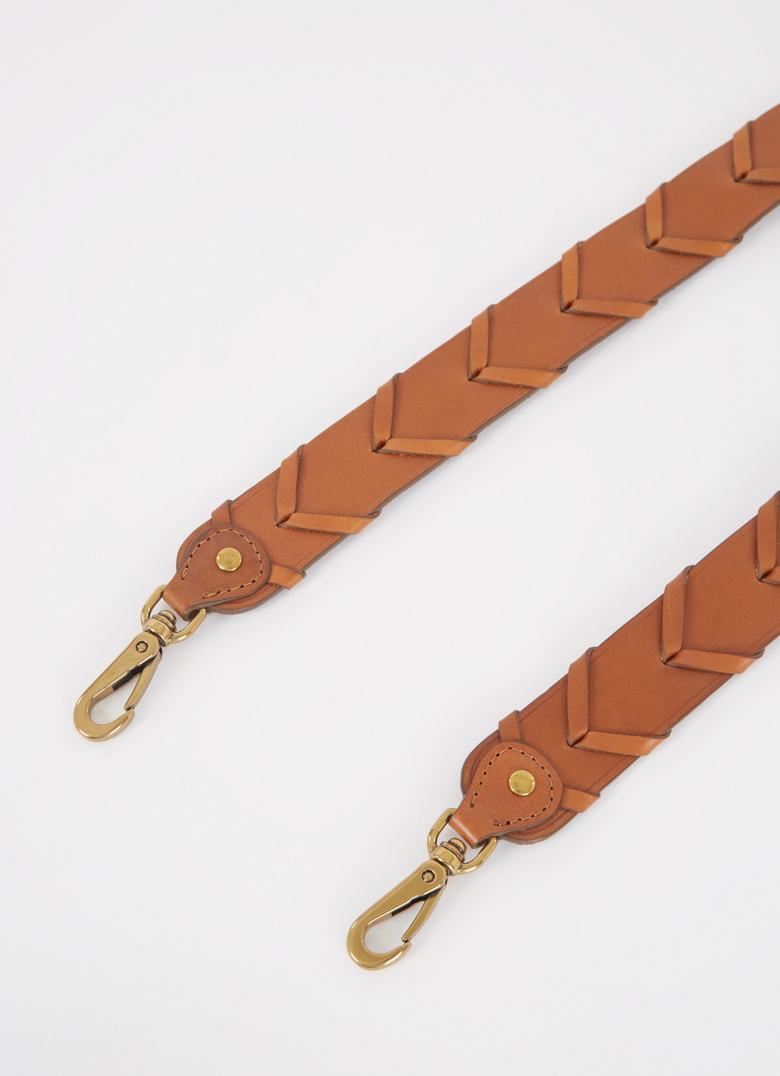 Jérôme Dreyfuss Schouderriem van leer met gevlochten details - detail cognac