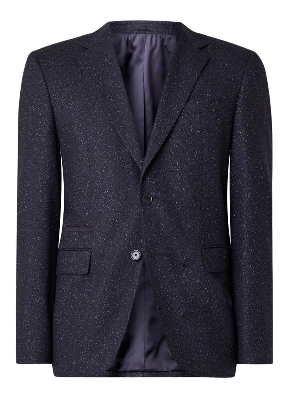 Jestor5 regular fit colbert in gemêleerde wolblend met elleboogstukken - voorkant 6 donkerblauw