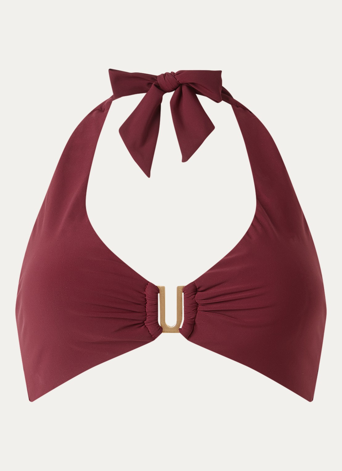 JETS Australia Halter bikinitop met uitneembare vulling - voorkant bordeauxrood