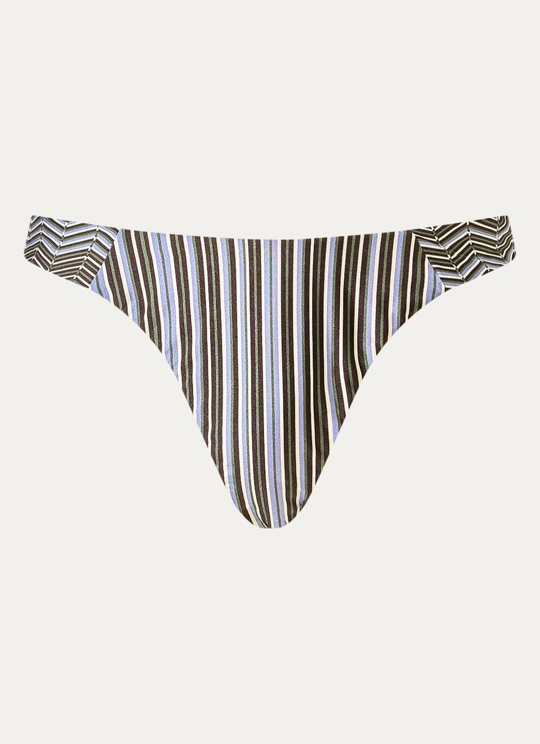 JETS Australia Laelia reversible tanga bikinislip met streepprint - voorkant 2 donkerbruin