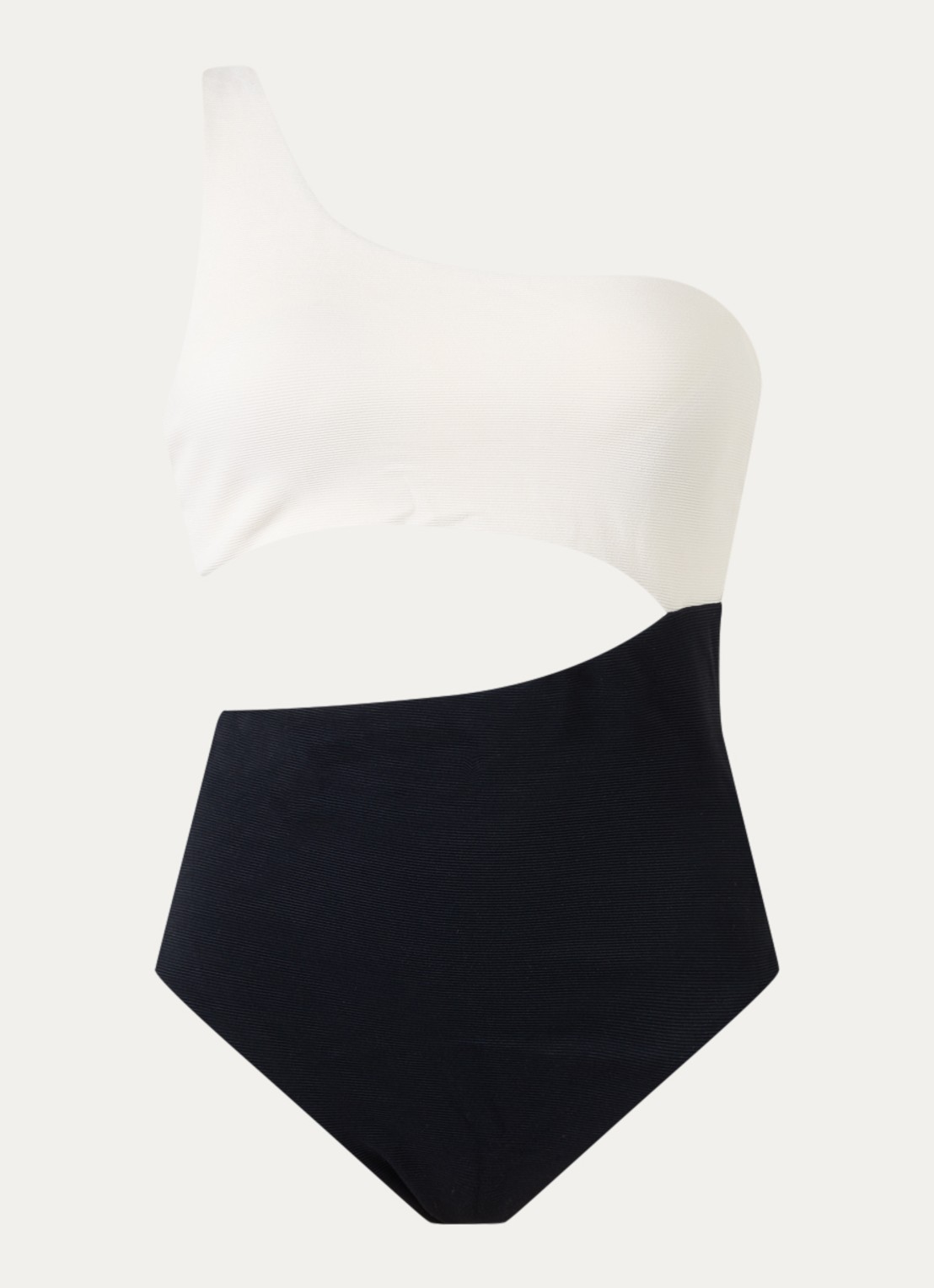 JETS Australia One shoulder badpak met uitneembare vulling en cut-out detail - voorkant 4 gebroken wit