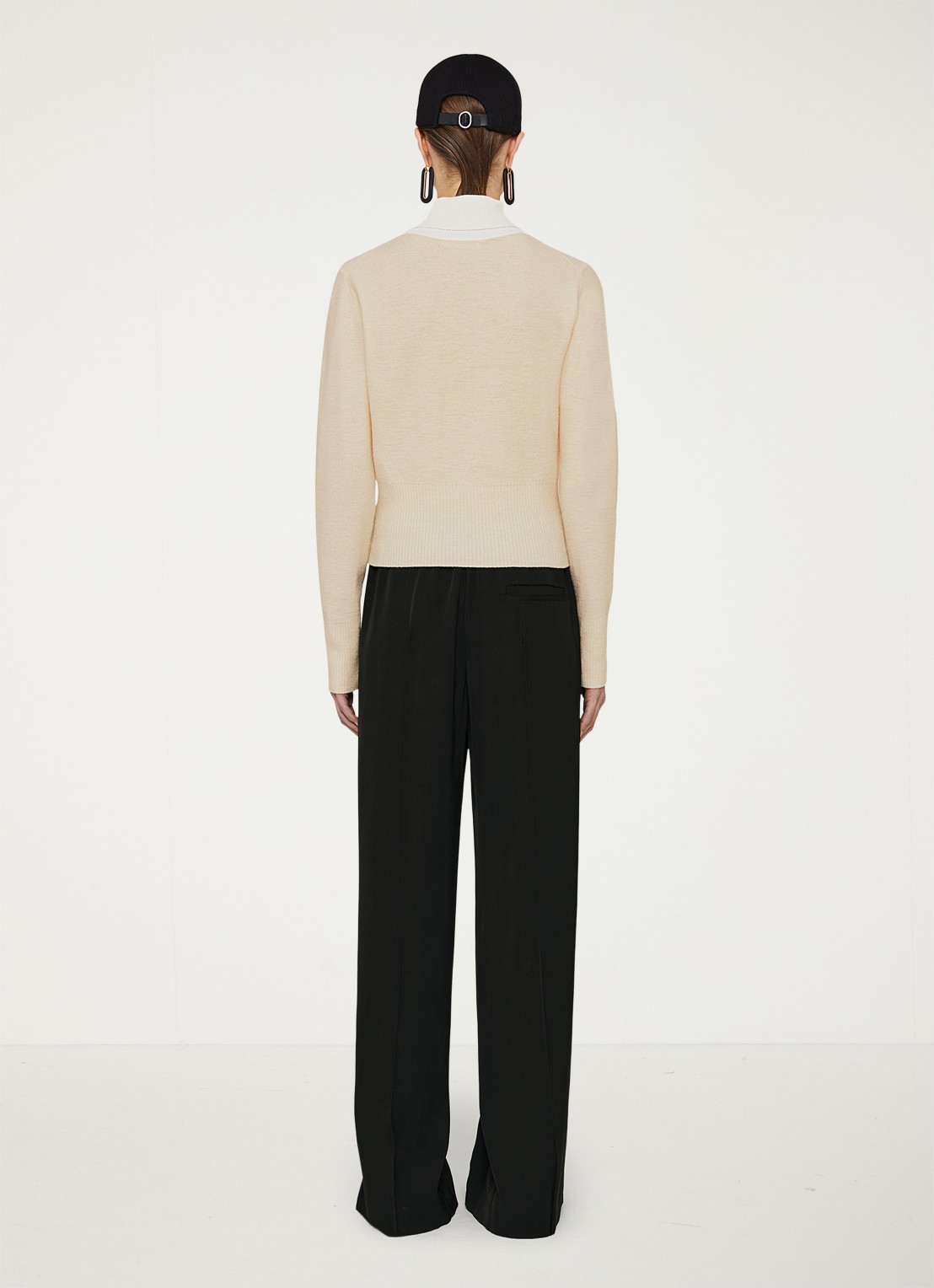 Jil Sander Fijngebreide trui in wolblend - achterkant lichtgeel