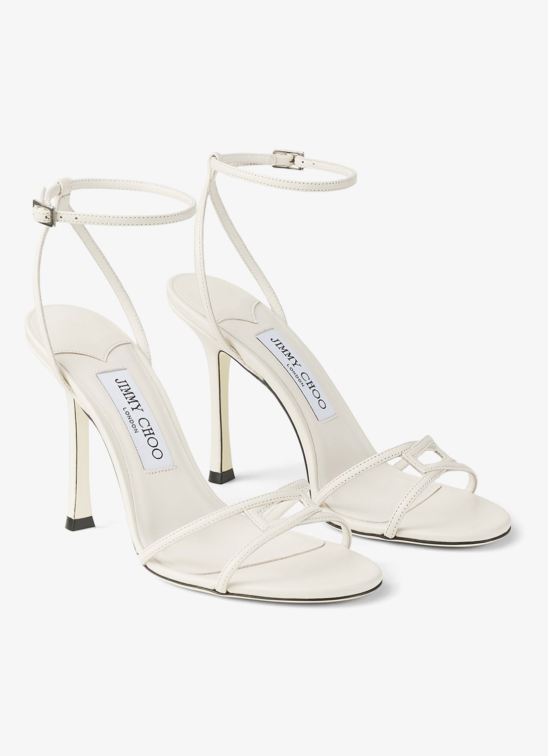 Jimmy Choo 1998 Leo 100 sandalette van lamsleer - detail gebroken wit