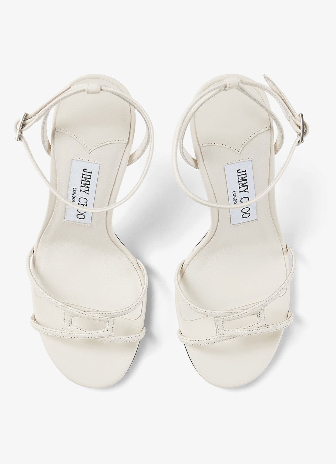 Jimmy Choo 1998 Leo 100 sandalette van lamsleer - detail 2 gebroken wit