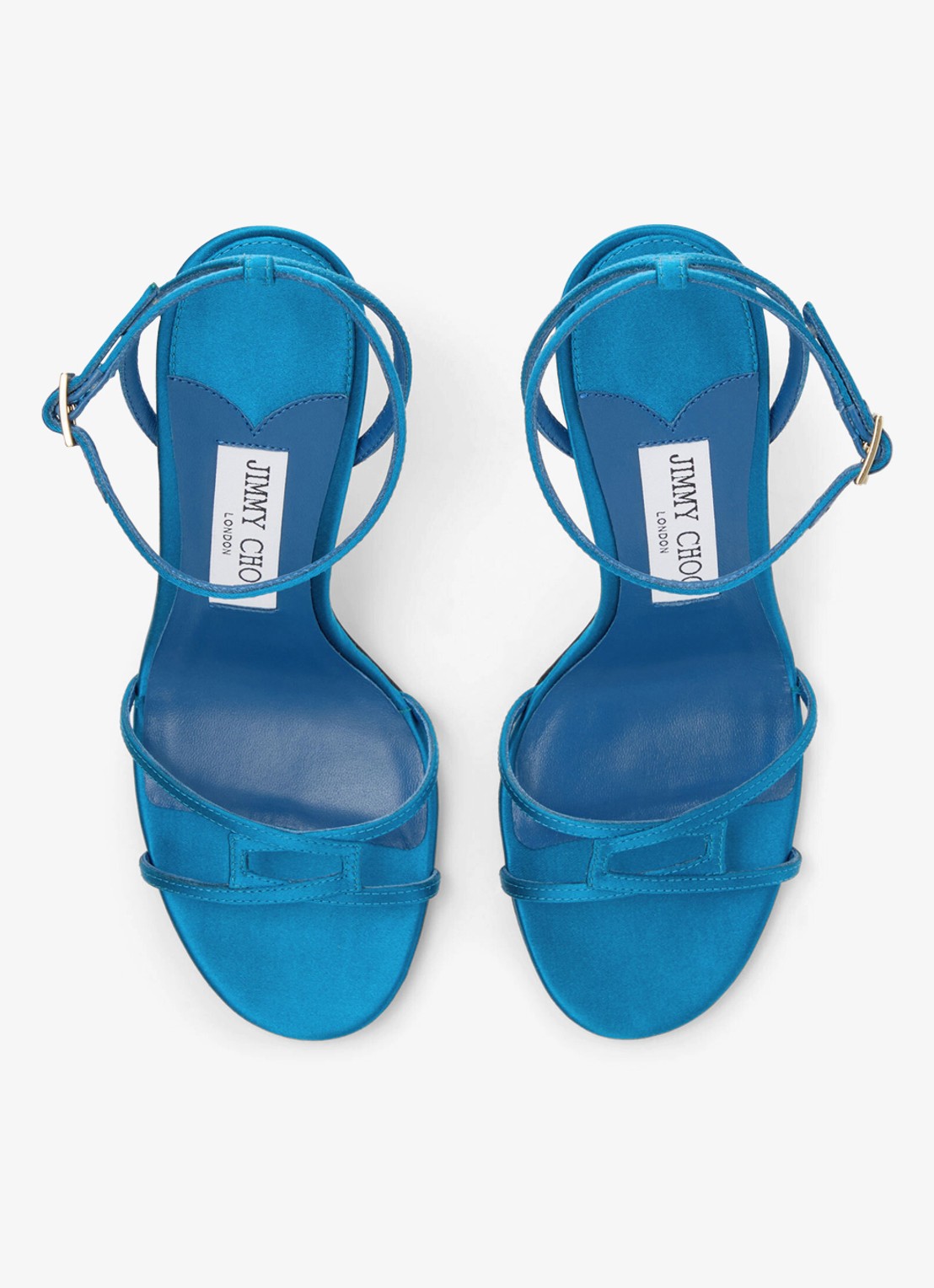 Jimmy Choo 1998 Leo 100 sandalette van satijn - detail 2 blauw