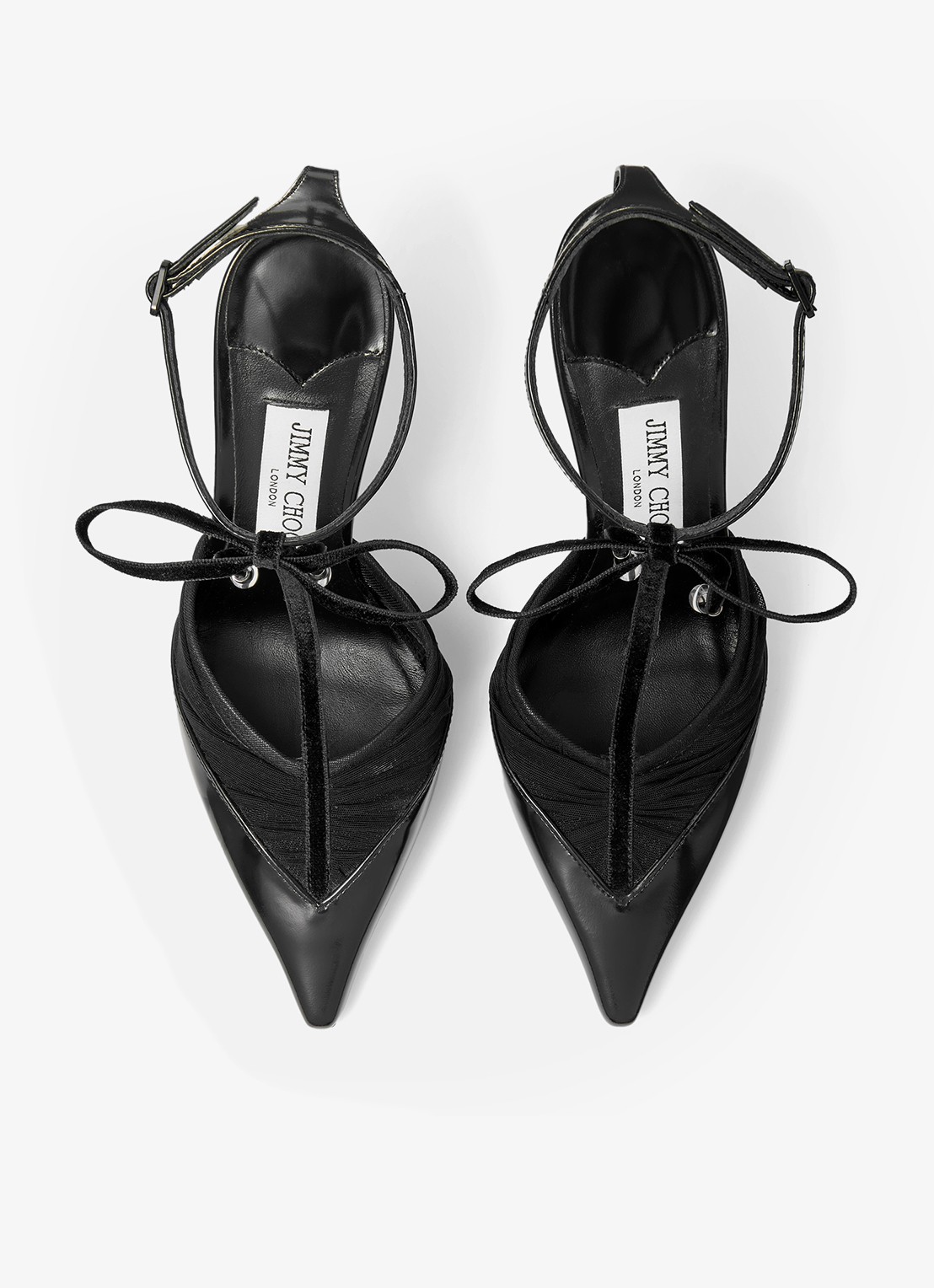 Jimmy Choo Afia/Mesh 100 sandalette van lamsleer met mesh details - detail 4 zwart