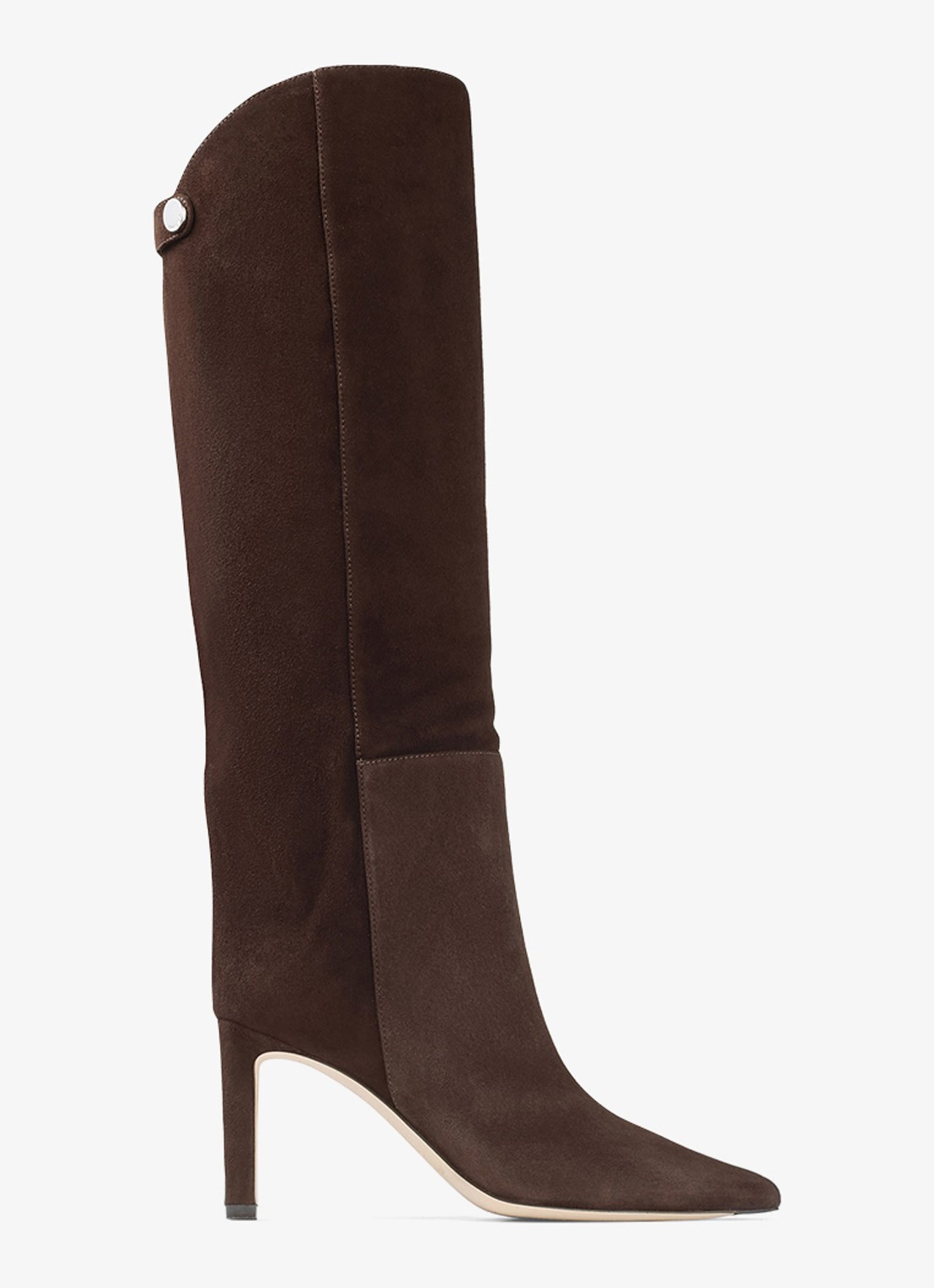 Jimmy Choo Alizze 85 overknee laars van lamssuède - voorkant 3 bruin