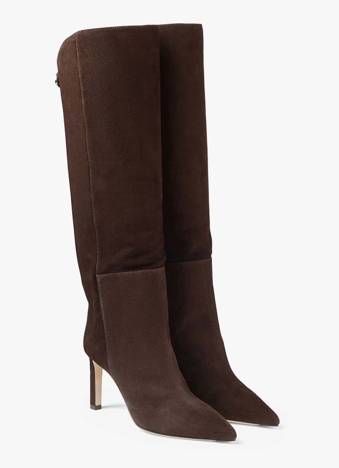 Jimmy Choo Alizze 85 overknee laars van lamssuède - voorkant 4 bruin