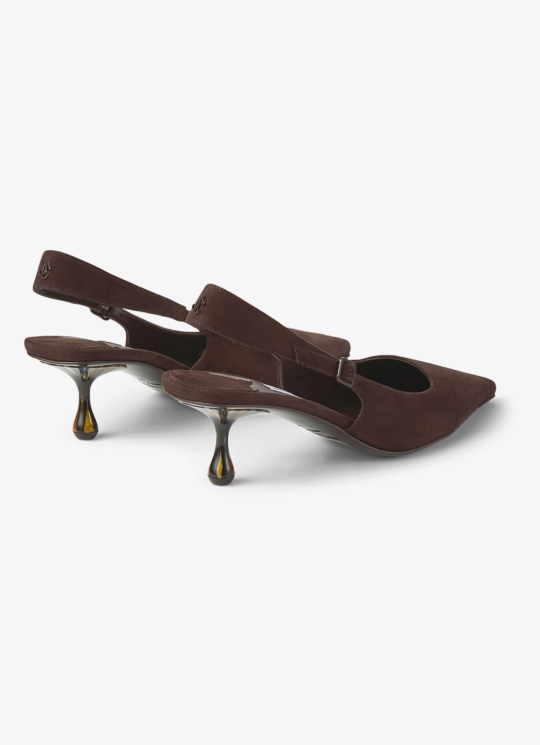 Jimmy Choo Amel 50 slingback van geitensuède - achterkant donkerbruin