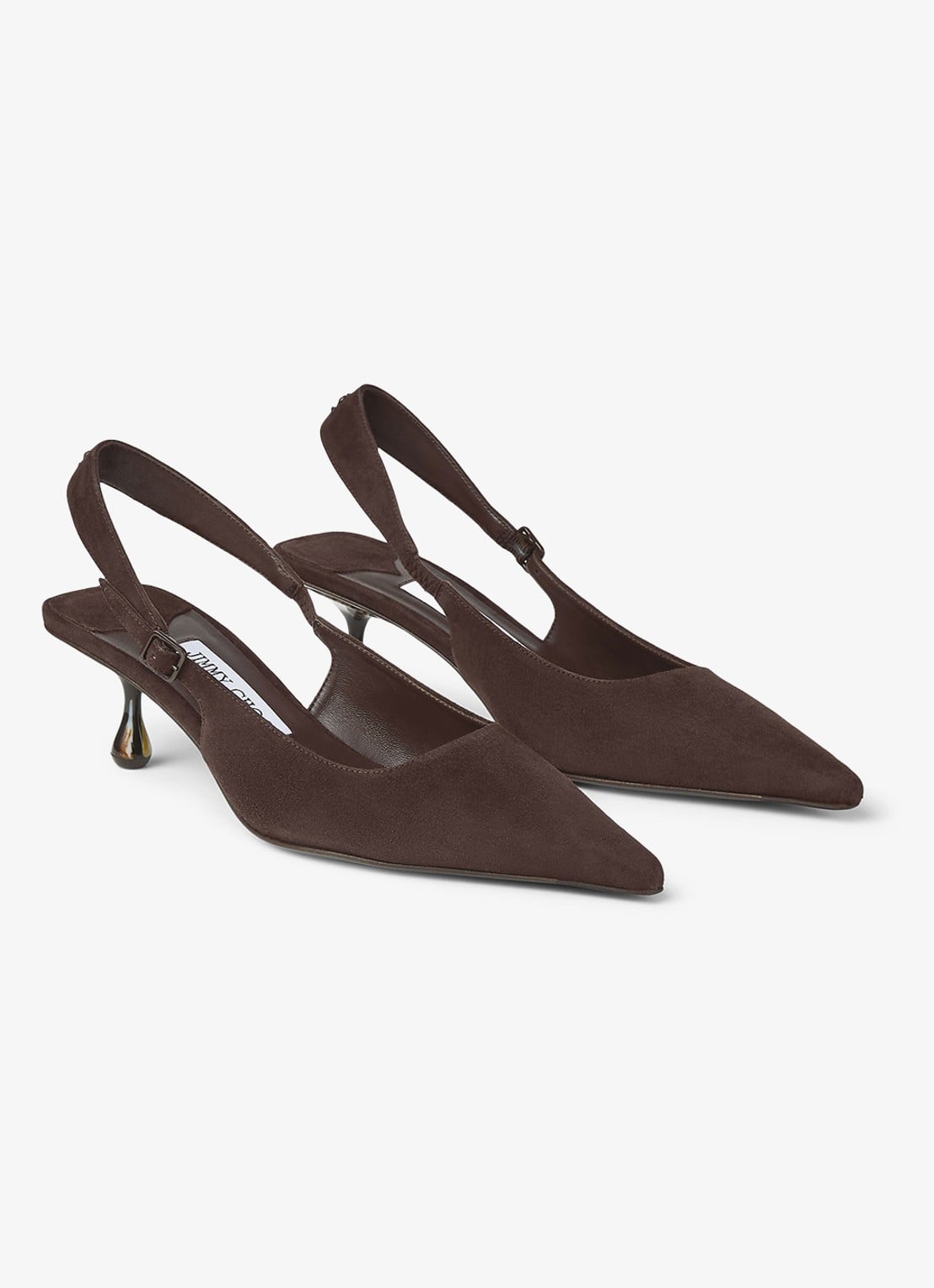 Jimmy Choo Amel 50 slingback van geitensuède - detail 4 donkerbruin