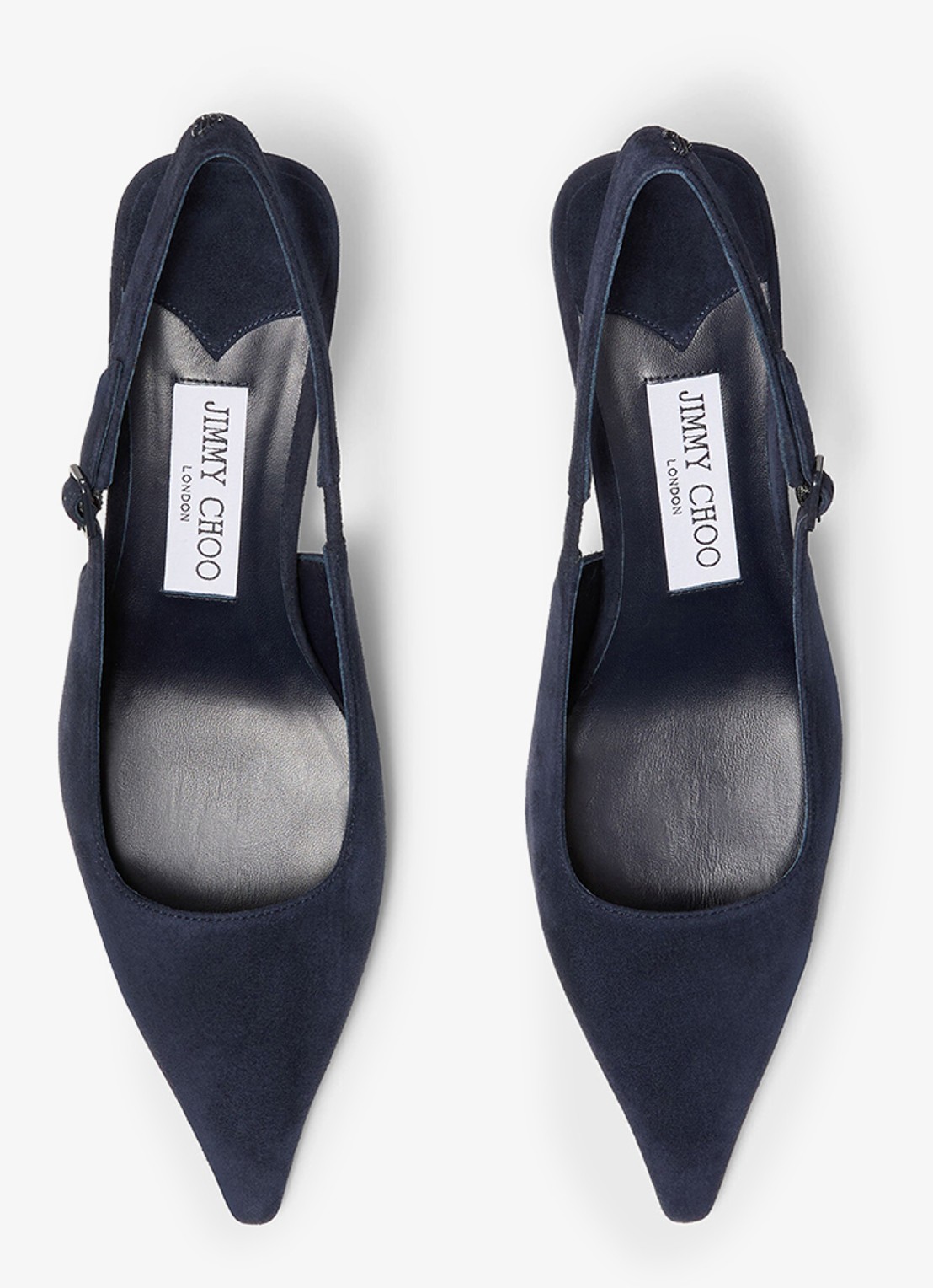 Jimmy Choo Amel 50 slingback van geitensuède - detail 4 donkerblauw