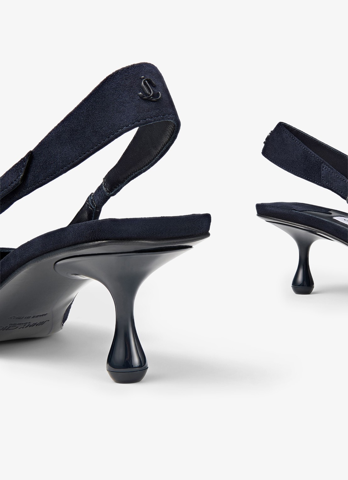 Jimmy Choo Amel 50 slingback van geitensuède - detail 5 donkerblauw