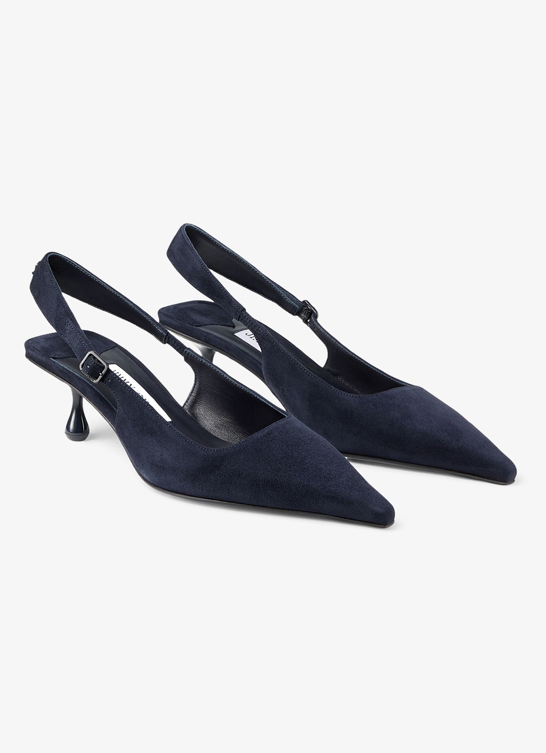 Jimmy Choo Amel 50 slingback van geitensuède - voorkant 2 donkerblauw