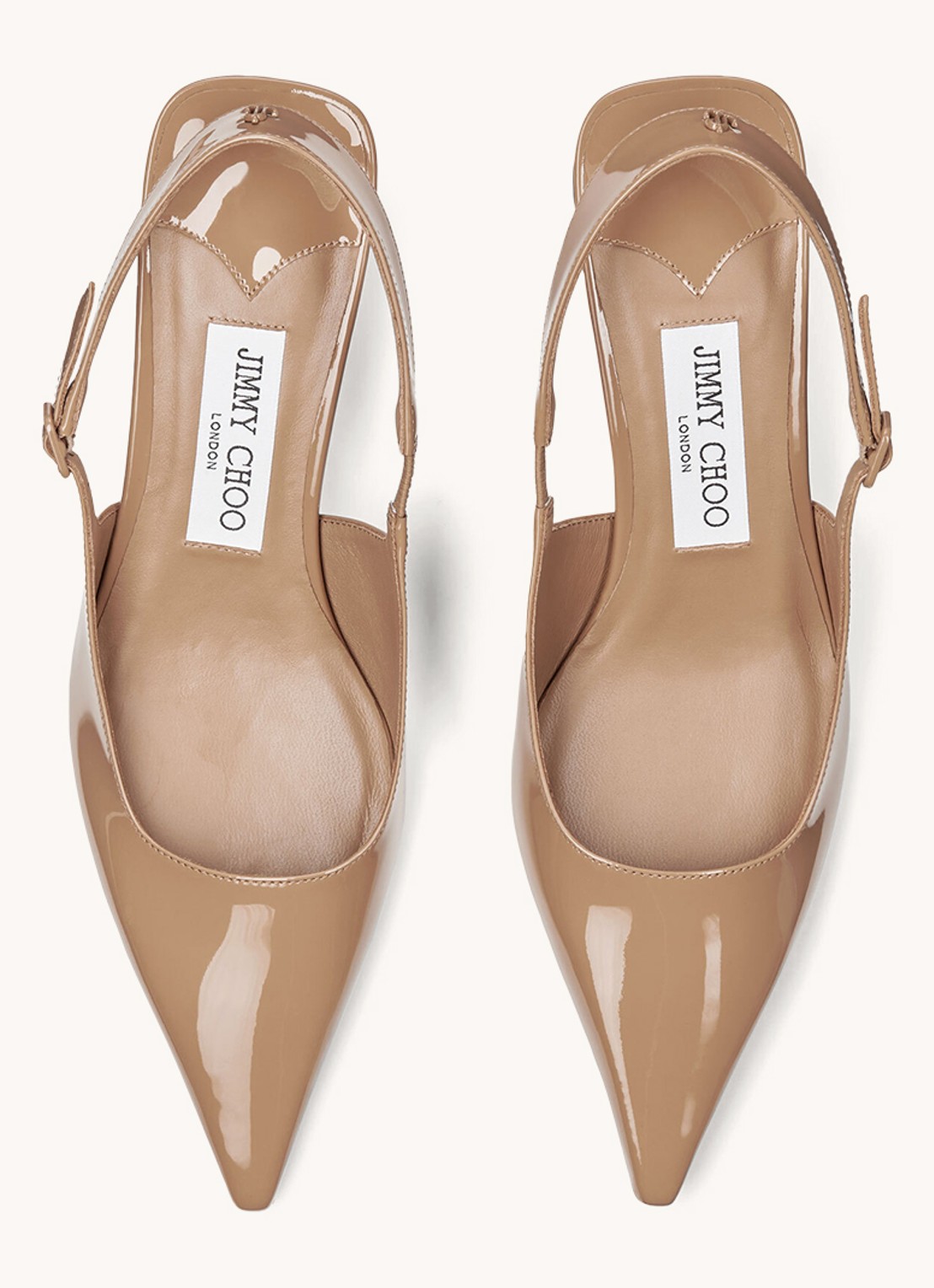 Jimmy Choo Amel 50 slingback van lakleer - detail 2 zand