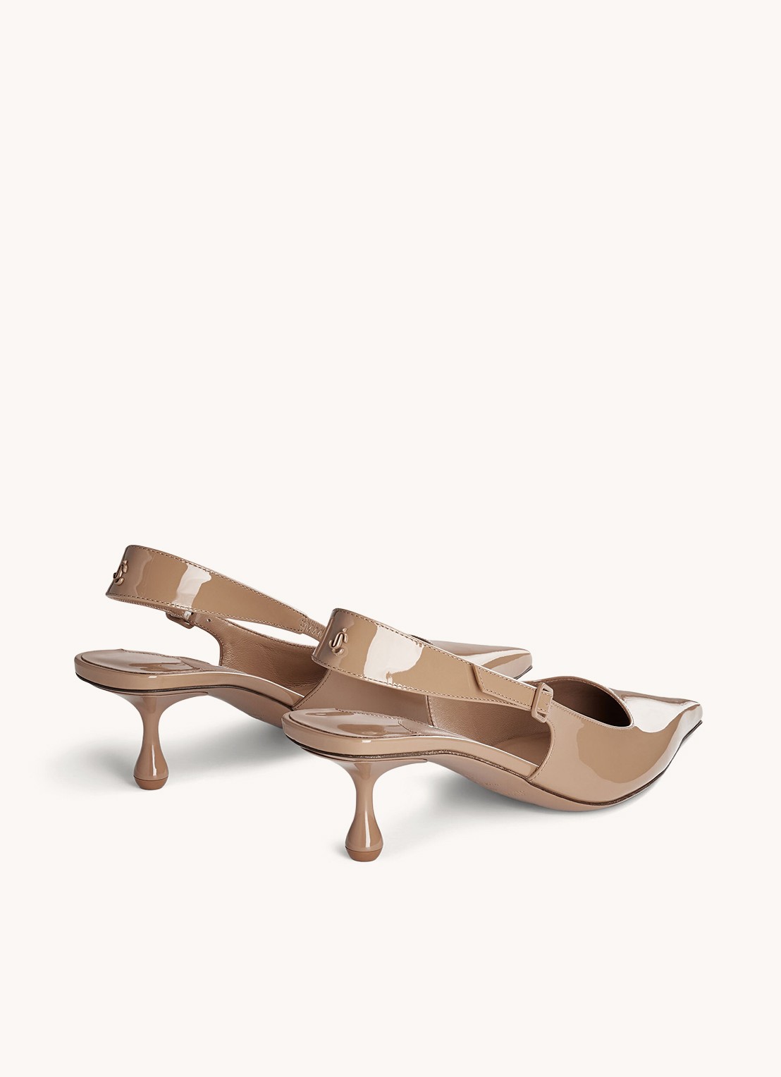 Jimmy Choo Amel 50 slingback van lakleer - detail 3 zand