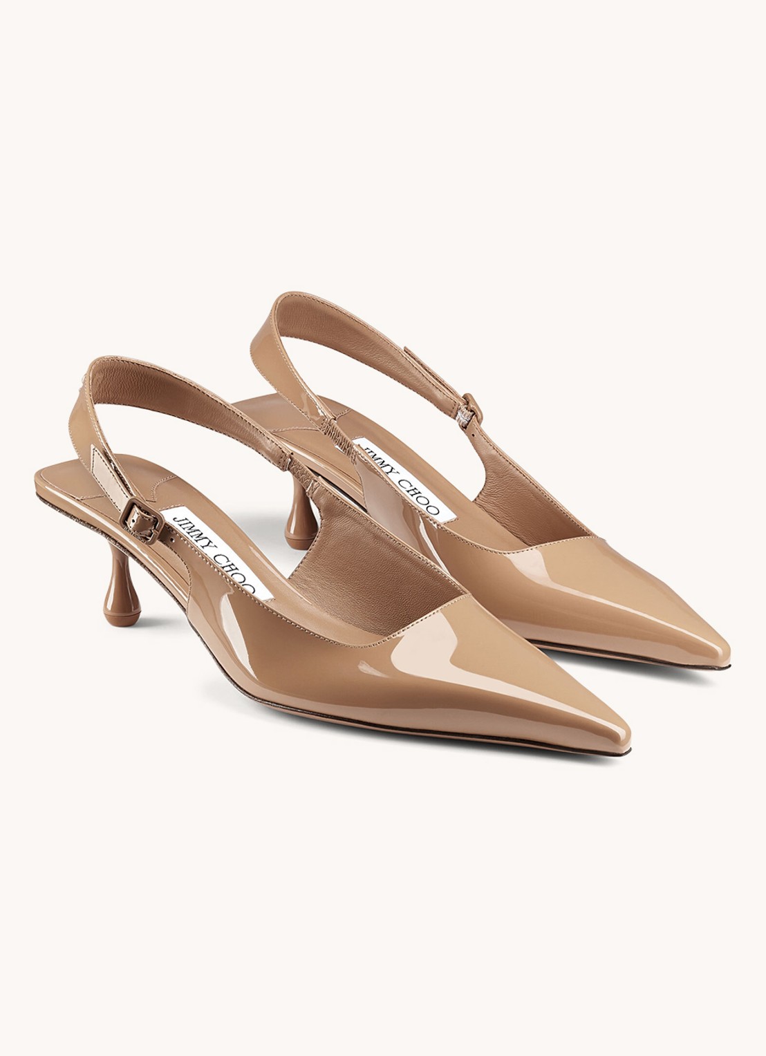 Jimmy Choo Amel 50 slingback van lakleer - voorkant 5 zand