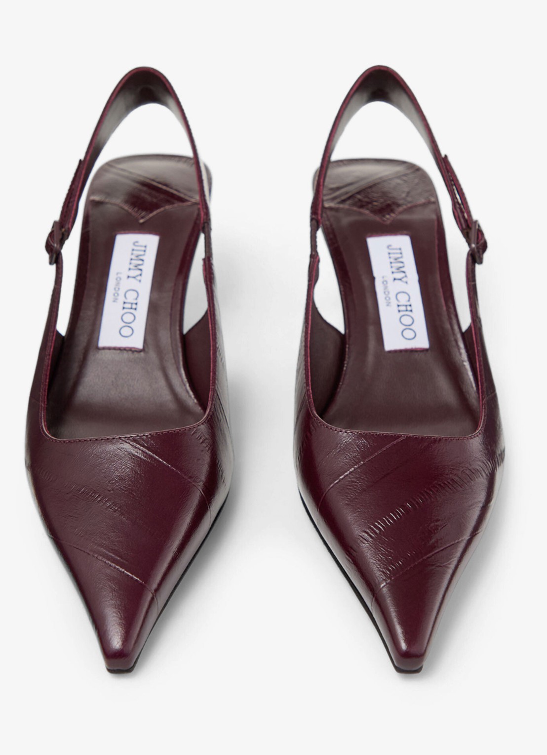 Jimmy Choo Amel 50 slingback van leer - detail 3 donkerrood