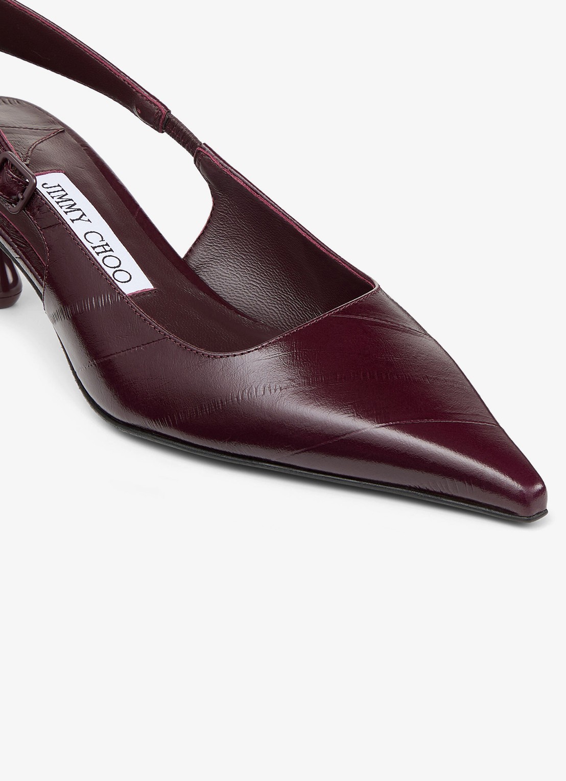 Jimmy Choo Amel 50 slingback van leer - detail 4 donkerrood