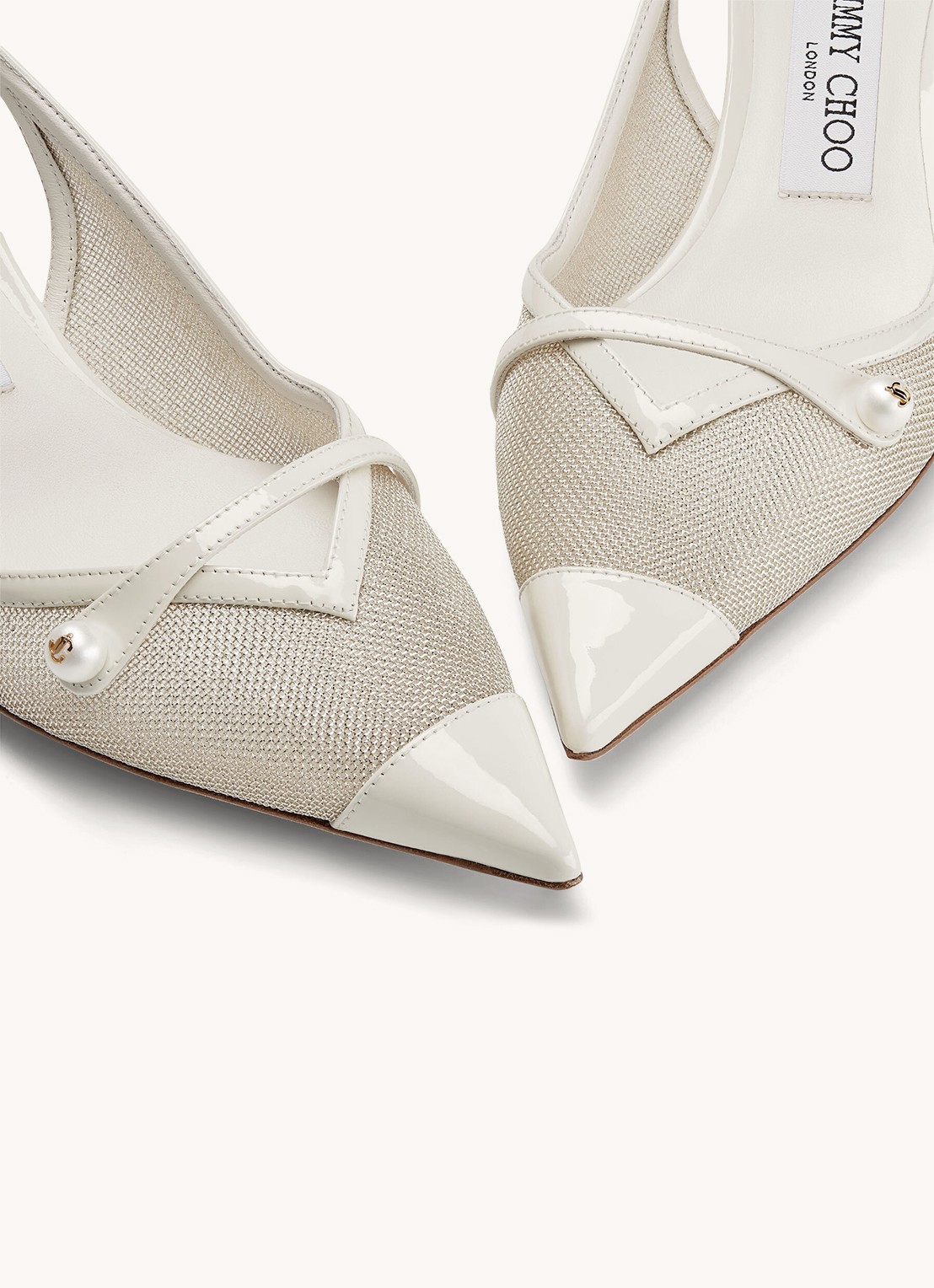Jimmy Choo Amita 45 slingback met kalfsleren details - detail 3 gebroken wit