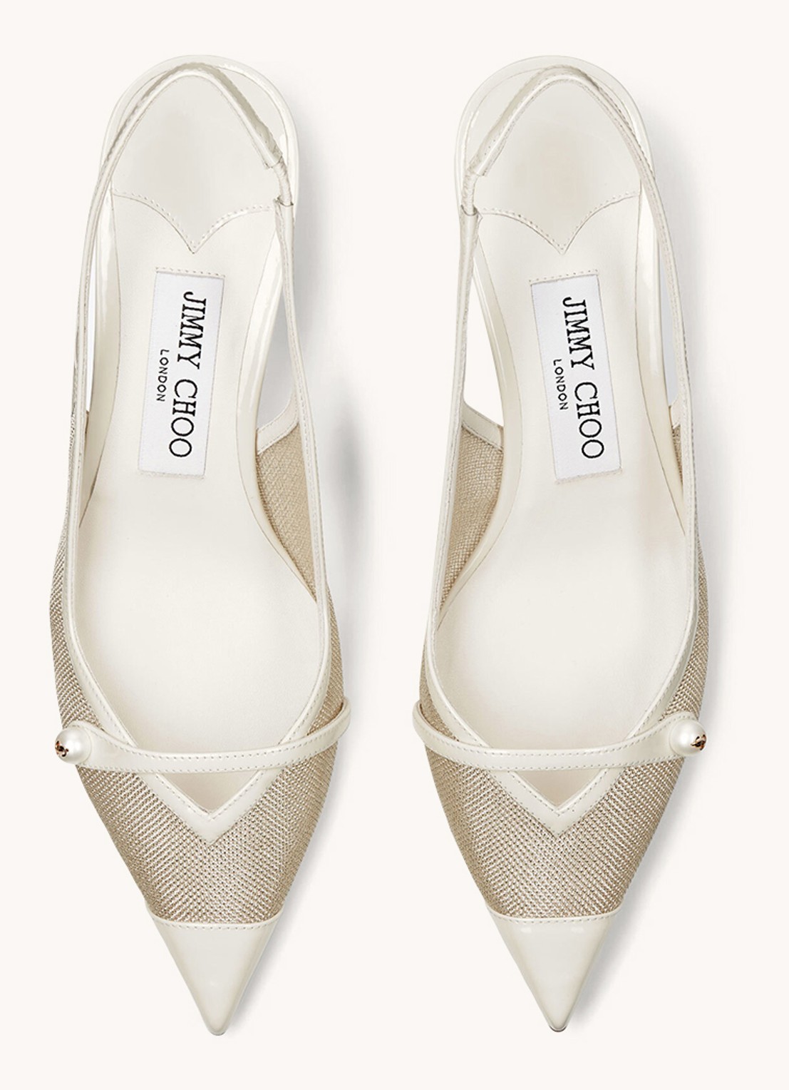 Jimmy Choo Amita 45 slingback met kalfsleren details - detail 4 gebroken wit