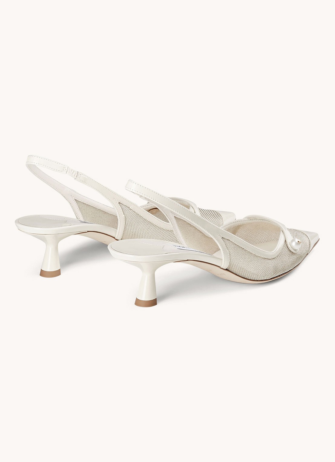 Jimmy Choo Amita 45 slingback met kalfsleren details - detail 5 gebroken wit